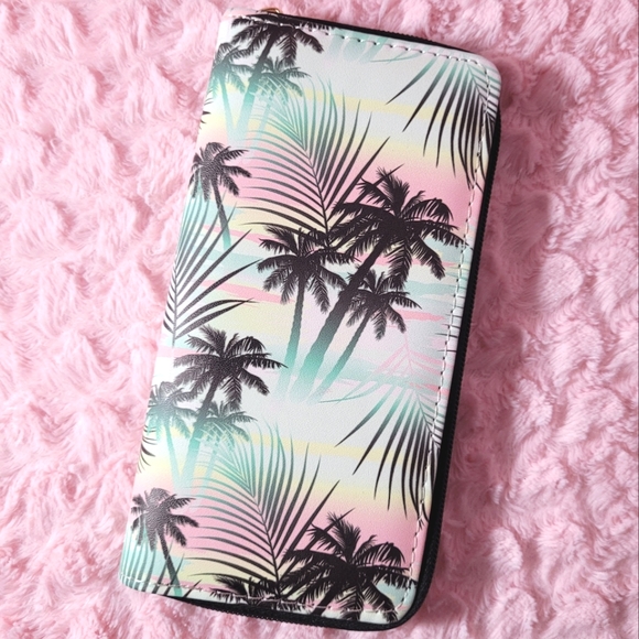 Handbags - Palm Tree Zip-Around Wallet